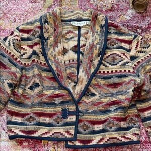 Flashback Southwestern Multicolor Cropped Blazer - Red & Tan